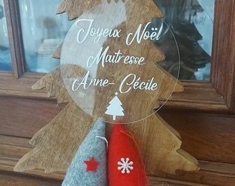 Cadeau Noel - Boule personnalisée pour Atsem ou Maitresse - Ecole