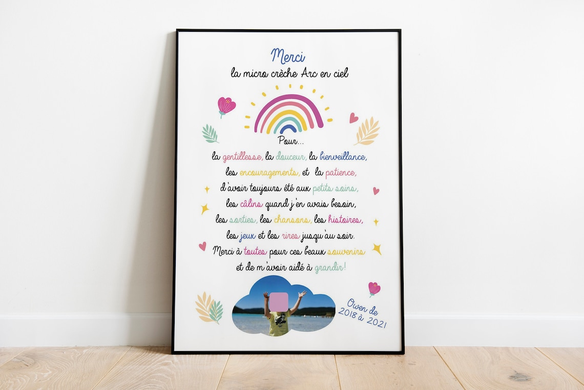 Cadeau Affiche remerciement creche ecole atsem maitresse - Etsy France