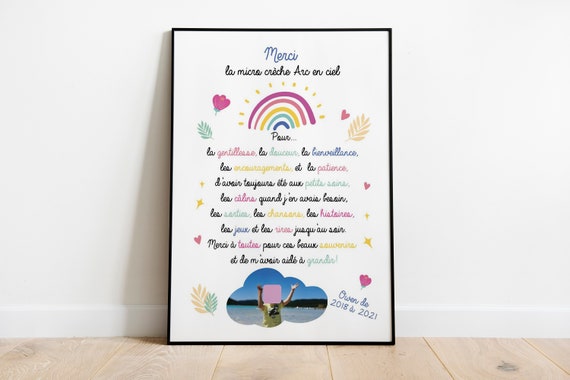 Cadeau Affiche remerciement creche ecole atsem maitresse - Etsy France