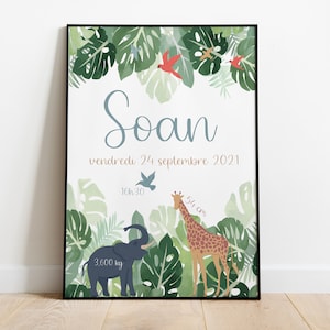 Póster Nacimiento - Animales de la Selva - Póster - Habitación infantil