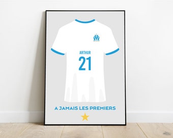 Personalized Marseille Olympique FOOT Poster, Customizable Football Poster, Football Gift Poster Child First Name, Football Decoration