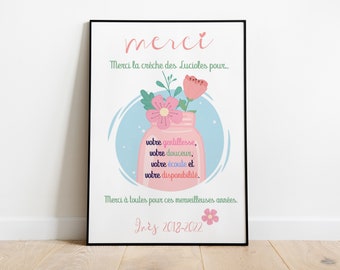 Cartaz de presente obrigado berçário - escola - atsem - amante - babá