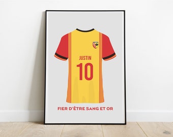 パーソナライズされたFOOT RC LENSポスター、カスタマイズ可能なフットボールポスター、フットボールギフトポスター子供の名、フットボールデコレーション