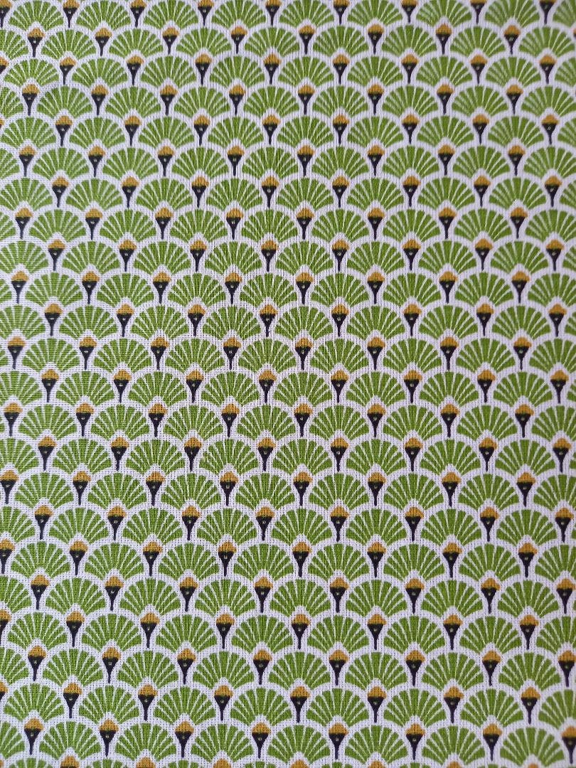 Nappe Coton Ronde Eventail Vert | Dispo en Rectangle, sur Mesure et Au Mètre