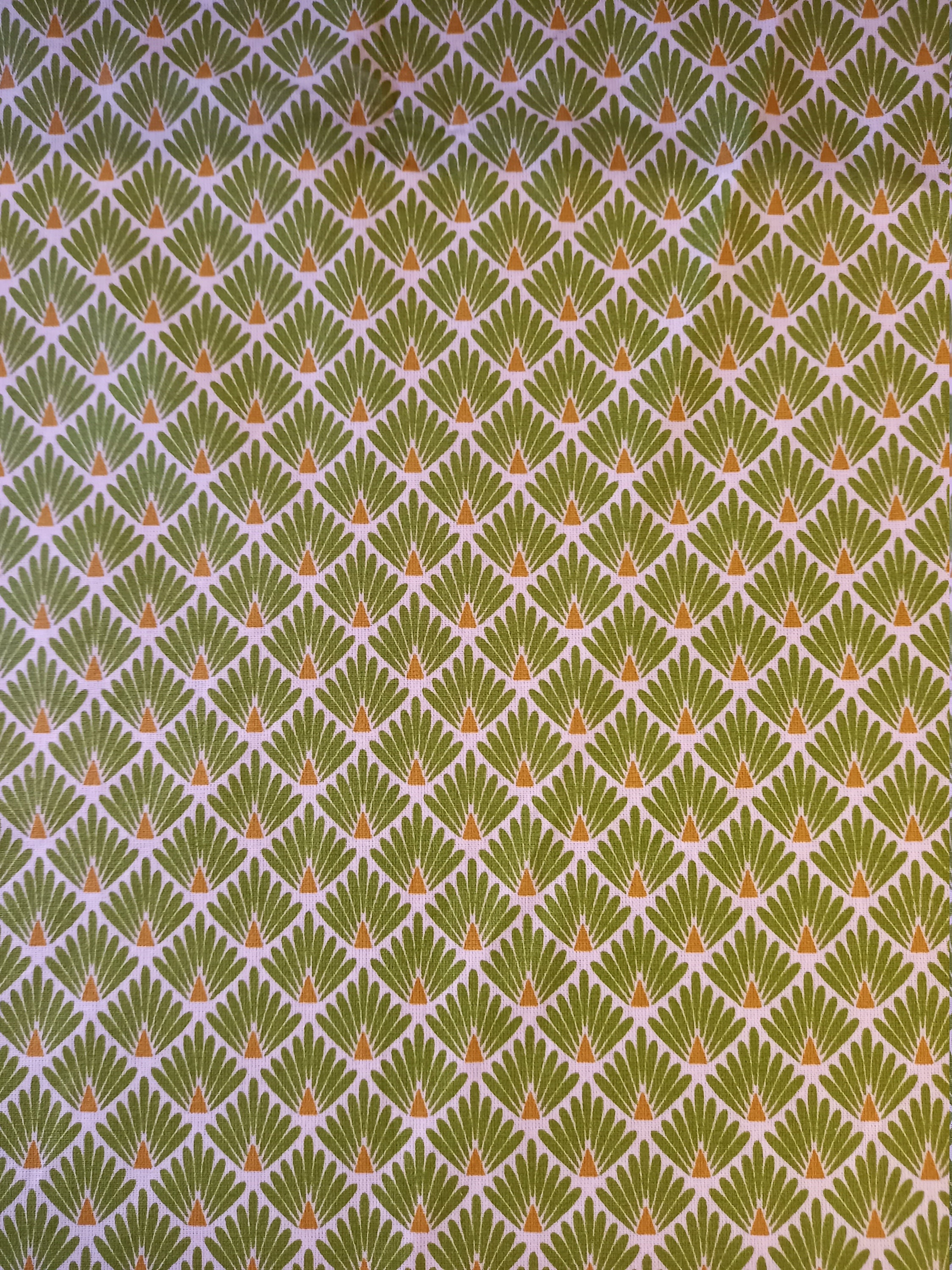 Nappe Ronde Coton Enduit Anti-Tâche 150cm Ecailles Gm Vertes | Dispo en Rectangle, sur Mesure, Au Mè