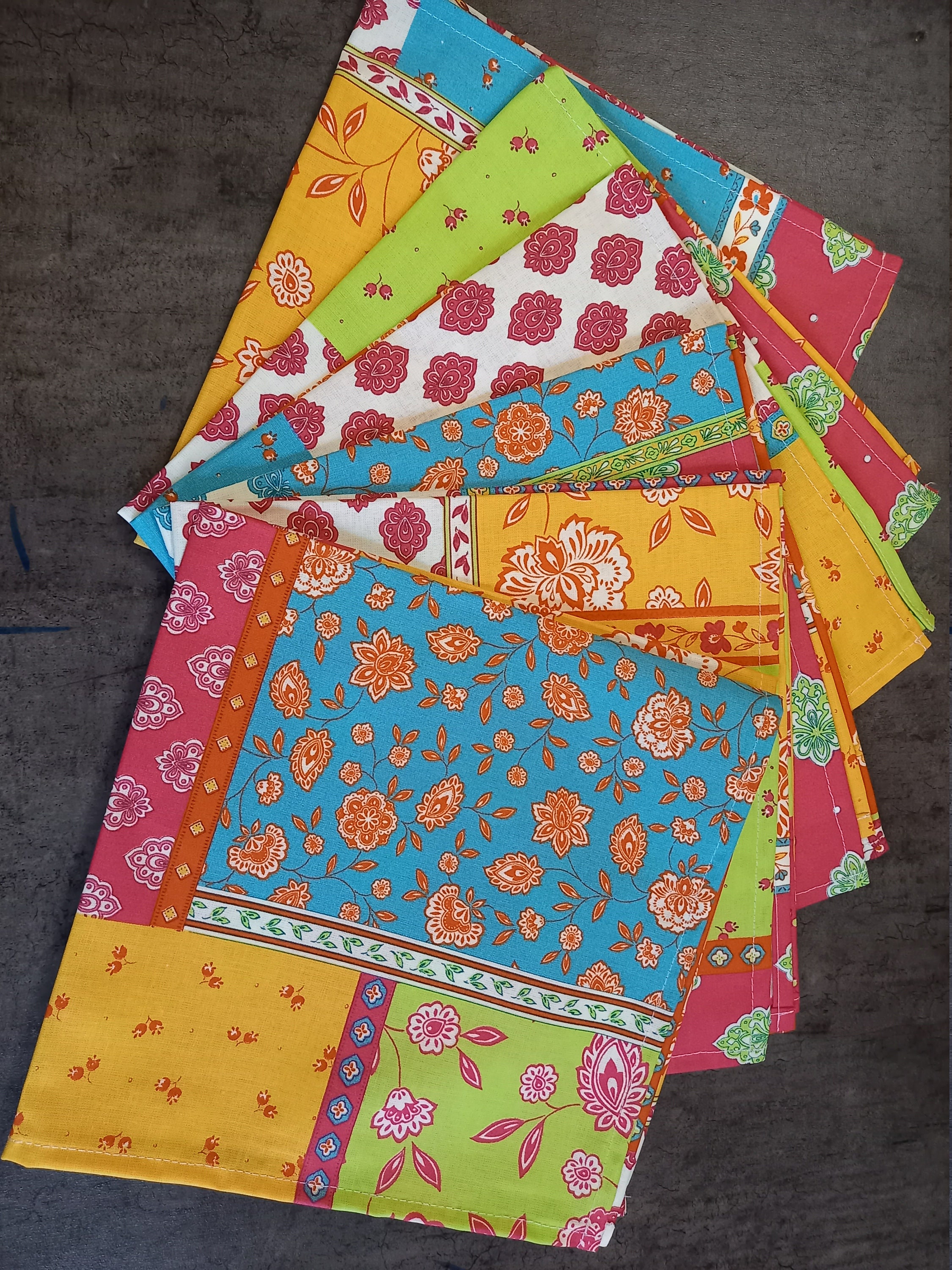 6 Serviettes de Table Coton Motif Regalido Multico