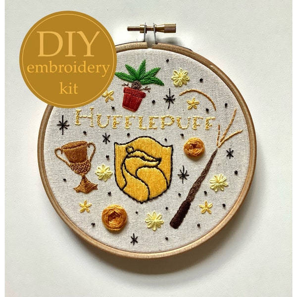 DIY embroidery kit for beginners - Hufflepuff