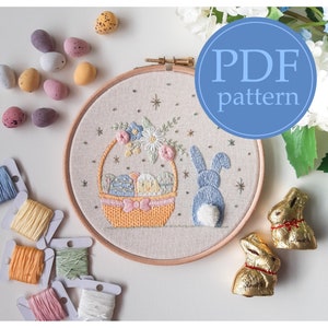 PDF embroidery pattern - Easter pretty pastels