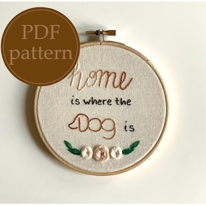 PDF rustic embroidery pattern - Home is where the dog is