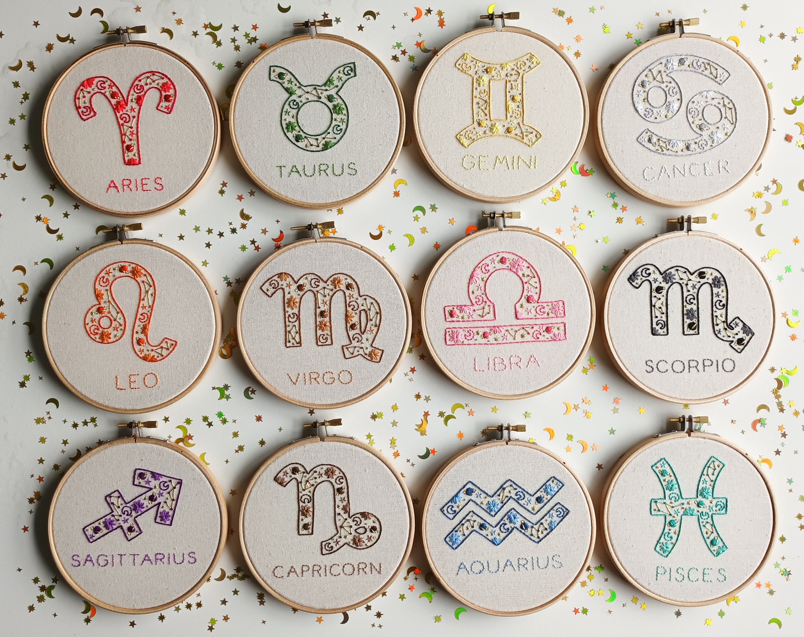 PDF Embroidery Patterns Bundle - 3 Zodiac Signs - Etsy