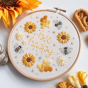 PDF embroidery pattern for beginners Bee kind / Bee happy image 4