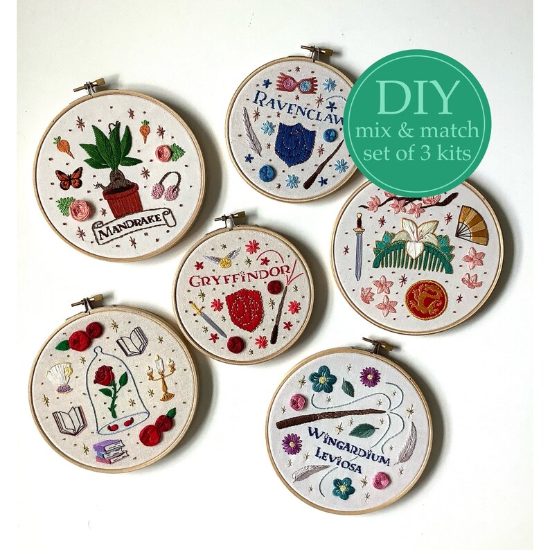 DIY embroidery kits bundle of 3 choose your favourites Etsy