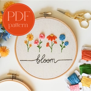 PDF embroidery pattern for beginners - Bloom