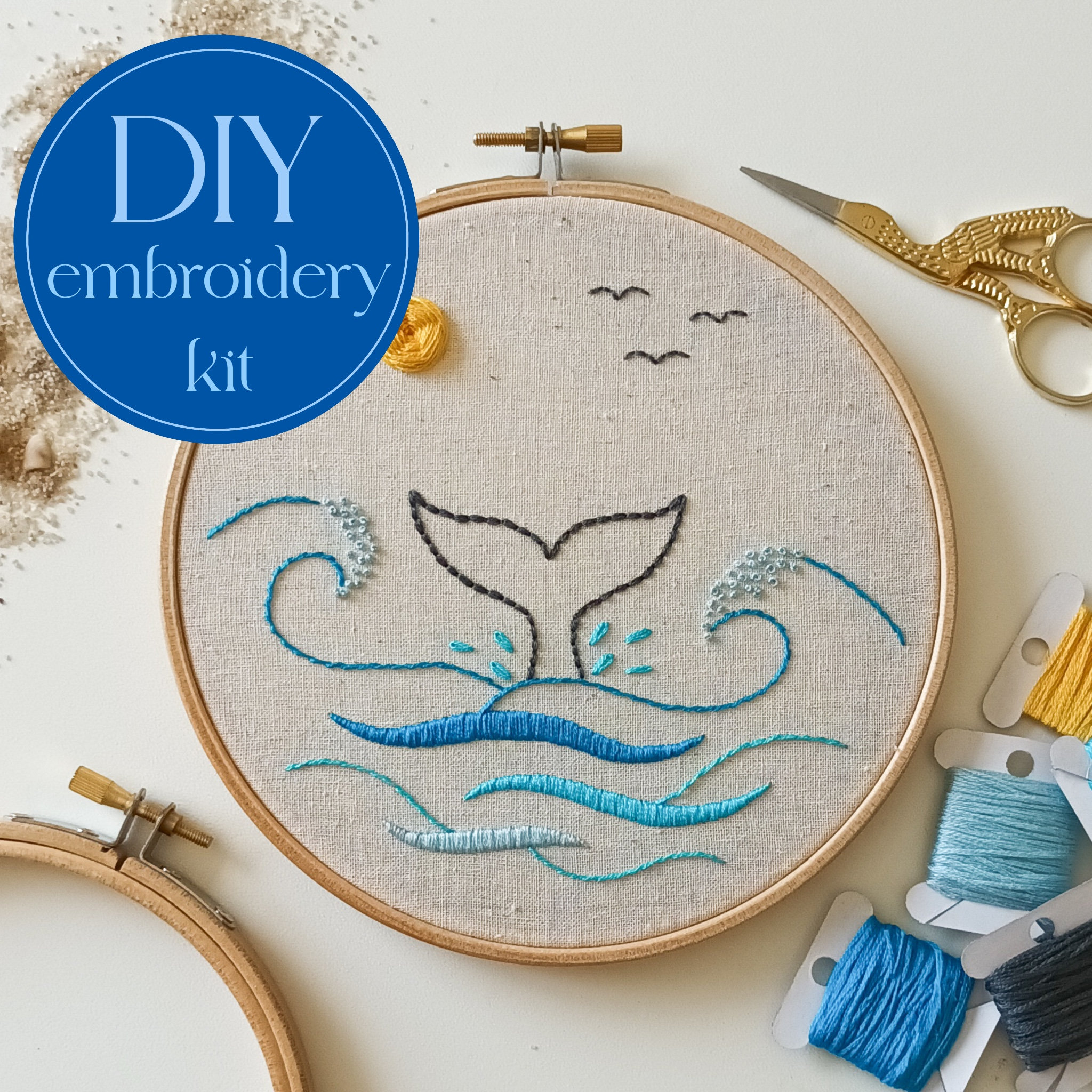 Liveish Wave Embroidery Kit Beginner Adult Beginner Embroidery Kit DIY  Cross Stitch Kit with Pattern and Instructions. (Wave Pattern)