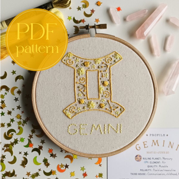 PDF embroidery pattern for beginners - Gemini