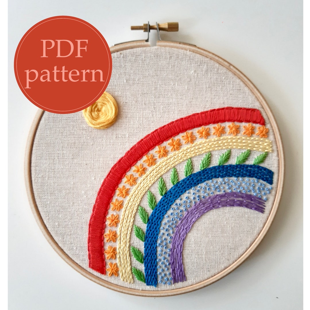 PDF Embroidery Pattern for Beginners Rainbow - Etsy