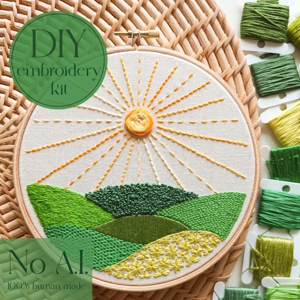 DIY embroidery kit for beginners (stitch sampler) - Here comes the sun
