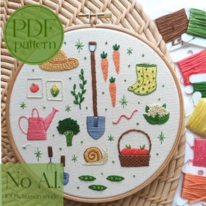 PDF embroidery pattern for beginners - Veggie garden