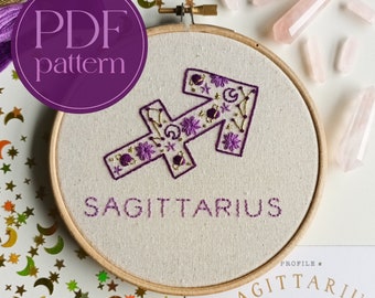 PDF embroidery pattern for beginners - Sagittarius