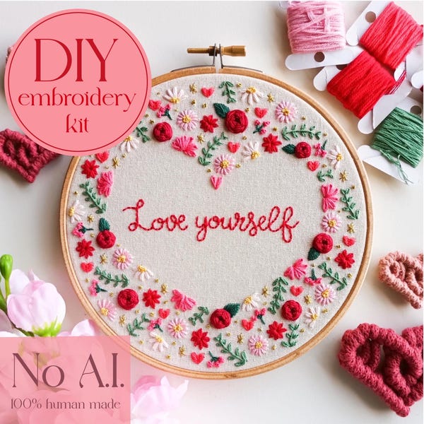 DIY embroidery kit for beginners - Love yourself