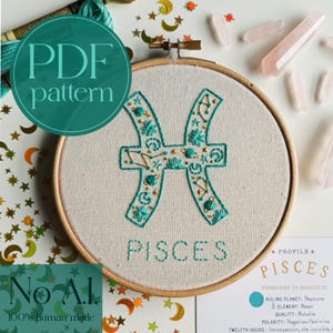 PDF embroidery pattern for beginners - Pisces