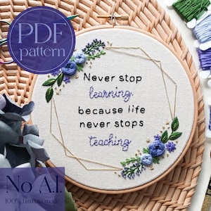 PDF embroidery pattern for beginners - Never stop learning