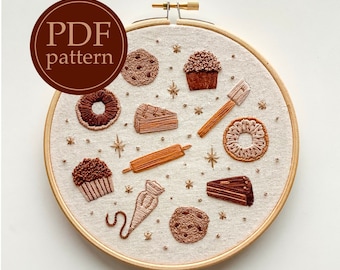 PDF embroidery pattern for beginners - bake it easy
