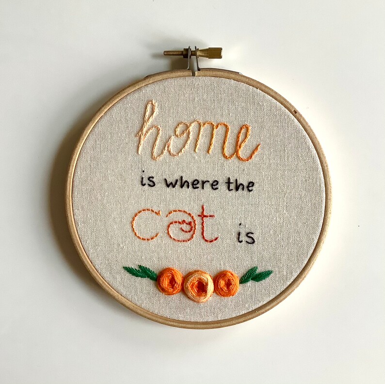 PDF rustic embroidery pattern Home is where the cat is image 2