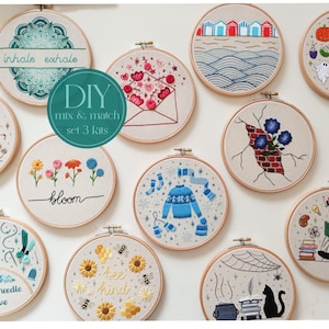 DIY embroidery kits bundle of 3 - choose your favourites!