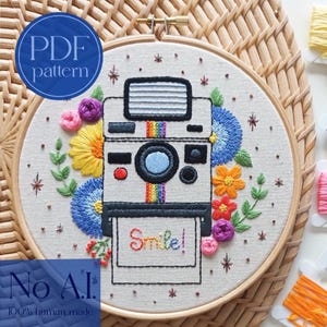 PDF embroidery pattern for beginners - Don’t forget to smile