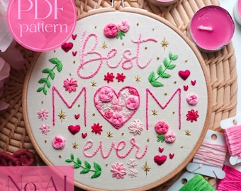 PDF embroidery pattern for beginners - Best mom/mum ever