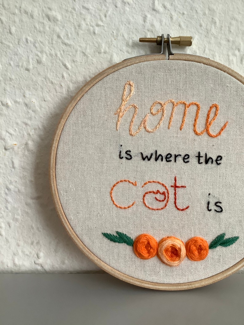 PDF rustic embroidery pattern Home is where the cat is image 3