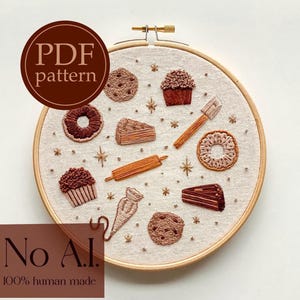 PDF embroidery pattern for beginners - bake it easy