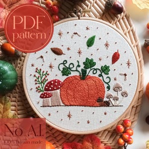 PDF embroidery pattern for beginners - Hello pumpkin