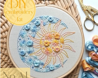 DIY embroidery kit for beginners - Sun and moon