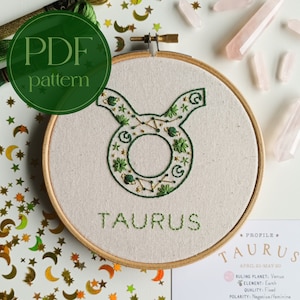 PDF embroidery pattern for beginners - Taurus