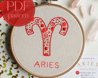 PDF embroidery pattern for beginners - Aries