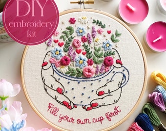 DIY embroidery kit for beginners - Fill your cup