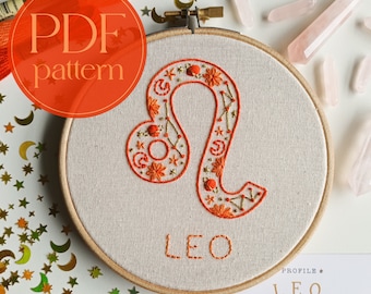 PDF embroidery pattern for beginners - Leo