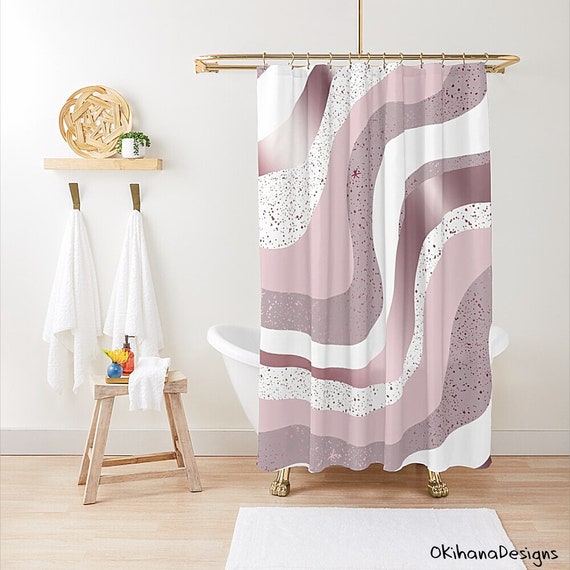 Luxury Rose Gold Shower Curtain Shower Curtains Bath Mat Etsy