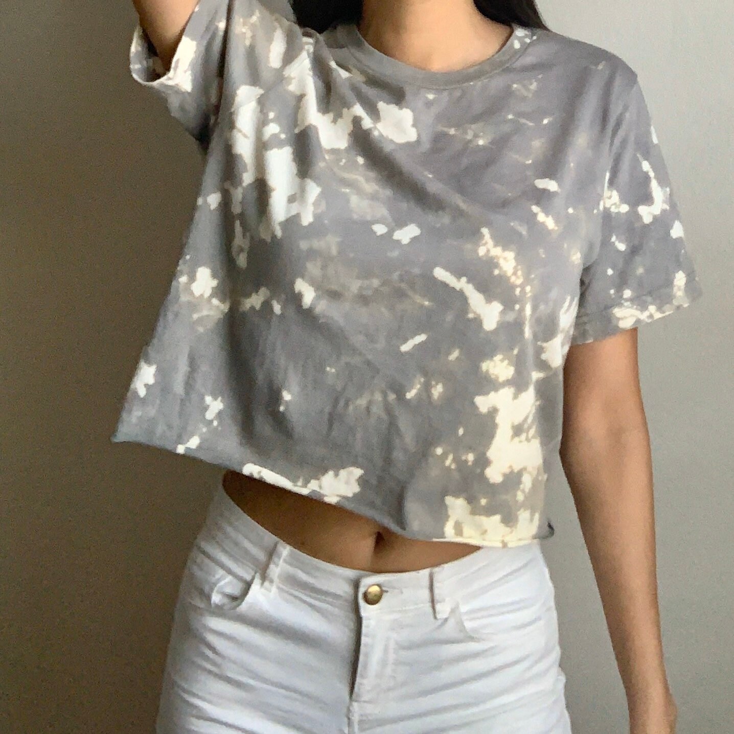 Bleached Cropped Shirt Bleached Tshirt Bleached Tie Dye Etsy