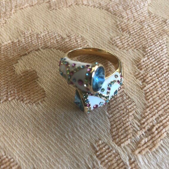 Large Crossover Multi-stone Cocktail Ring - image 4
