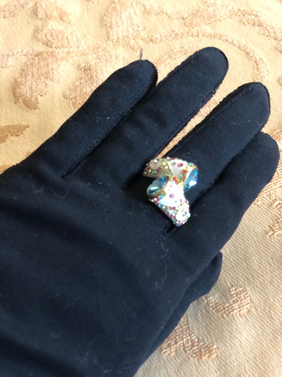 Large Crossover Multi-stone Cocktail Ring - image 2