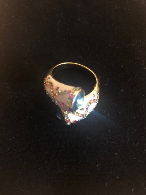 Large Crossover Multi-stone Cocktail Ring - image 3