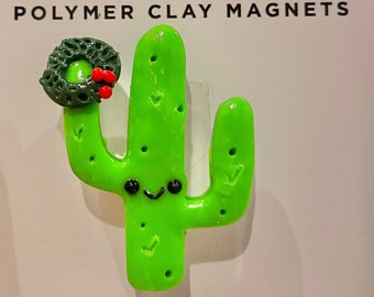 Cactus with Santa Hat Magnet | Funny Christmas Fridge Decor