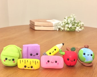 Polymer Clay Back to School Magnets | Teacher Gift, Locker Decor