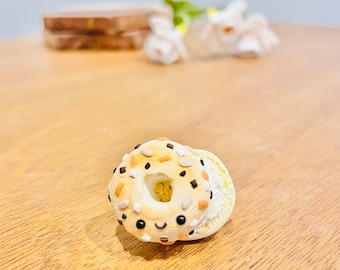Handmade Polymer Clay Everything Bagel Miniature Magnet