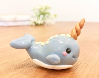 Blue Narwhal Magnet | Polymer Clay Locker Decoration