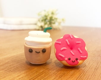Donut Coffee magnet set | Coffee shop fridge magnets| Refrigerator magnets| Gifts for coffee lover| Cute gifts for friends| Locker magnets