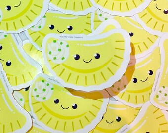 Cute Pierogi Sticker | Water-Resistant Vinyl Food Decal